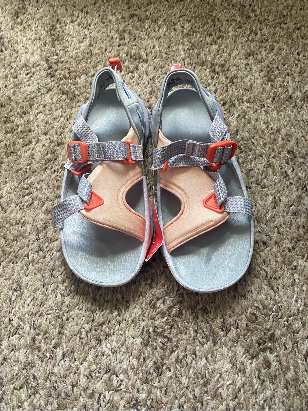 Nike Peach and Gray womens Sport Sandals with Coral Accents